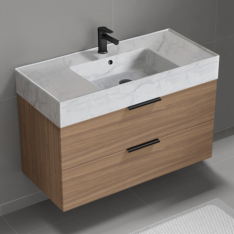 Bathroom Vanity, Nameeks DERIN753, Floating Bathroom Vanity, Modern, Walnut, 40